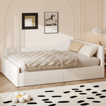 Upholstered Daybed, 140x200 with Under-bed Storage, Beige
