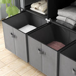 Foldable Wardrobe with Zipper Storage, Non-Woven Fabric, Dark Grey