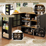 Dining Bar, 360° Rotating Multifunctional with 5 Shelves, Black