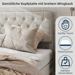 Modern Minimalist Soft Bed, Comfortable Headboard, 160x200CM, Beige