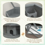 Rodent Cage, 3-Tier Hexagonal with Ramp, Wood Gray
