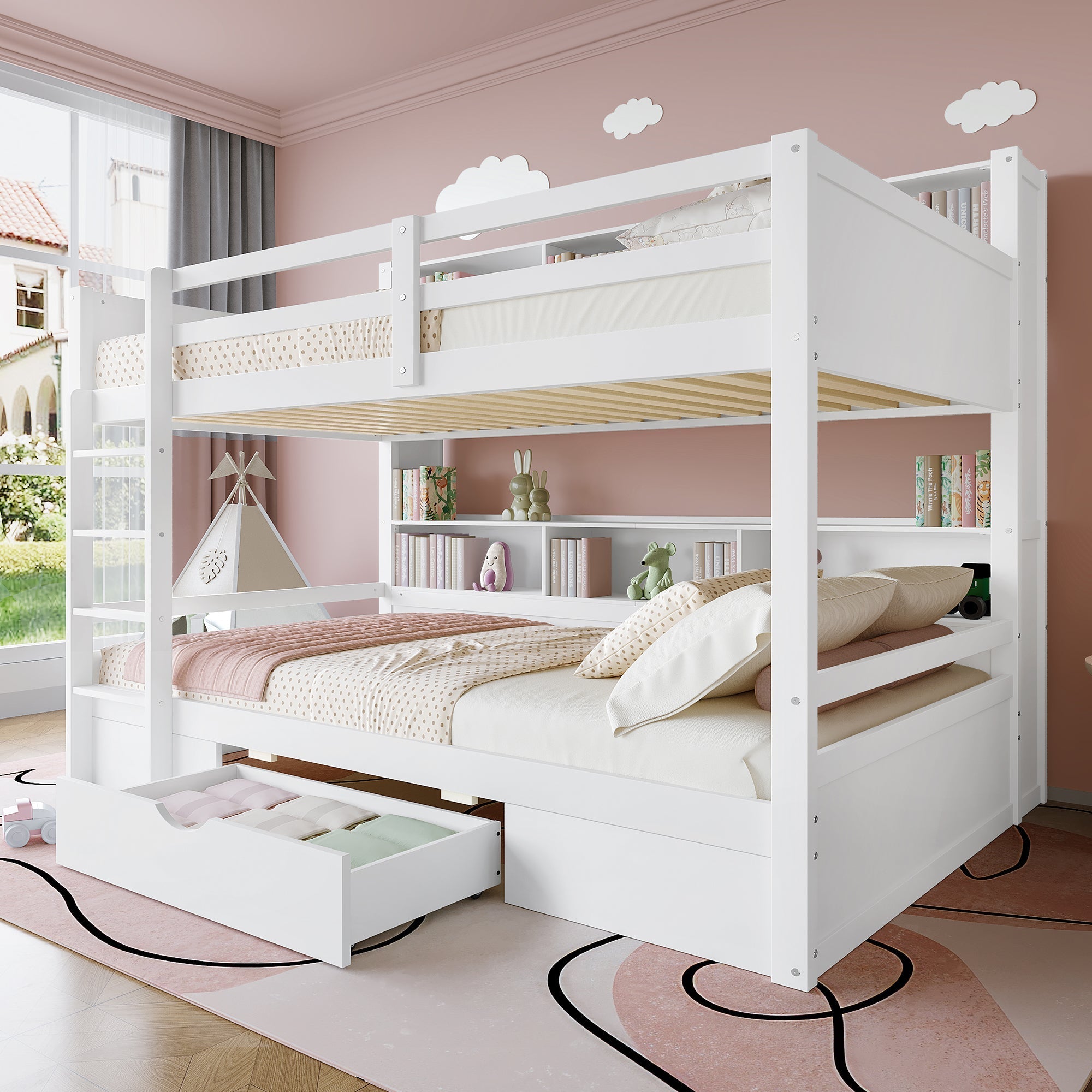 Rathgal white bunk bed with storage