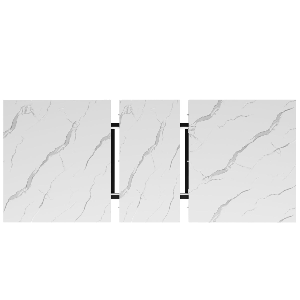 Extendable Dining Table 140-179.5cm Rectangular Metal Frame - White/Black