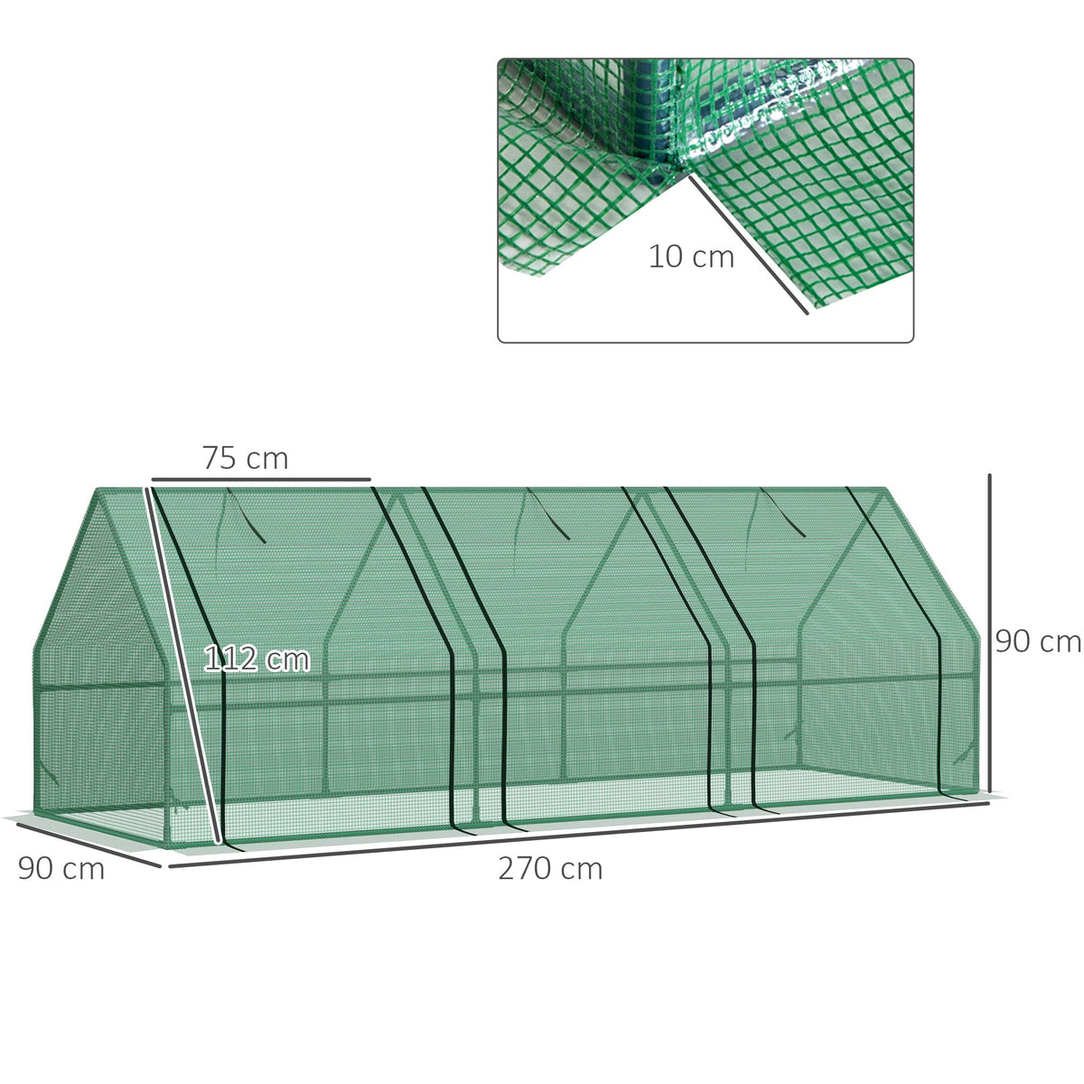 Greenhouse Cold Frame, 270x90x90cm Tomato House for Garden/Balcony, Green