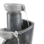 Garden Fountain with LED Lighting and Water Pump, Grey Artificial Stone