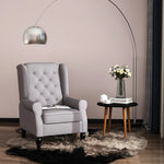 Single armchair, wing chair accent chair with tufting wooden feet, polyester grey