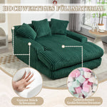 Sofa Bed, Cloud Couch with 3 Soft Pillows, Single Seat, Corduroy Emerald