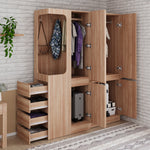 Extra-Large Wardrobe with Drawers and Storage Compartments, 140x40x170cm, Wood Color