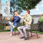 Rattan Bistro Set, 3-Piece, 2 Chairs, Coffee Table, Steel, Gray