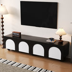 TV Cabinet Low 180cm 2 Drawers 2 Doors Black and White