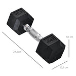 Hexagon Dumbbells Set of 2, Knurled, Rubber Black