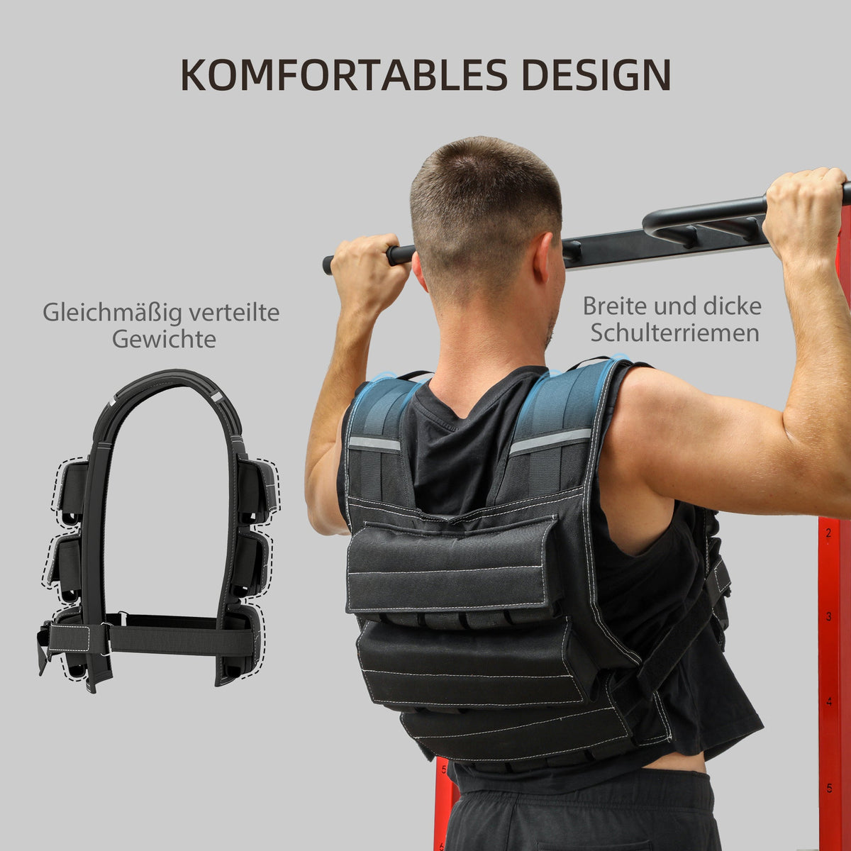 Adjustable Weight Vest 20 kg, Reflective Stripes, Oxford Fabric