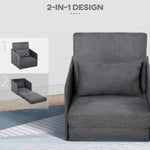 Sofa Bed, Single, Washable Cover, 2 Side Pockets, Metal Frame, Grey