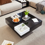 Coffee Table high gloss with removable storage box LED light effect white and black