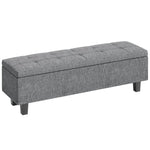 Storage Bench Upholstered with Wooden Legs 138x40x45cm, Dark Grey Linen
