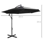 Cantilever Parasol Crank Steel Frame Ø3x2.5m, Black Polyester Fabric