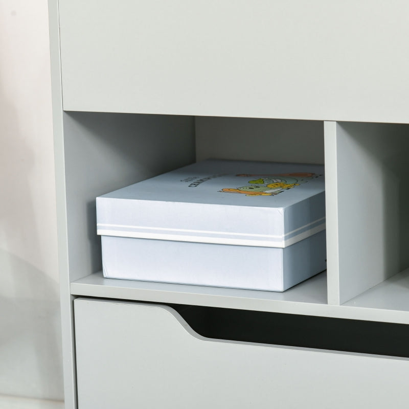 Children's Bookcase, 3 Shelves 2 Open Compartments, Grey