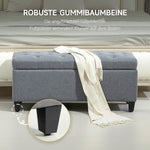 Upholstered Bench Storage Chest Hallway Bedroom 100x40x44 cm, Light Grey Polyester/Rubberwood