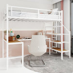 Loft Bed, L-Shaped Desk, Storage & Stairs, Sturdy Frame