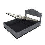 Modern Soft Bed 140x200cm with Mattress & Storage - Gray