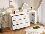 Rotating Dressing Table with LED Lighting, 110x40x129 cm, White
