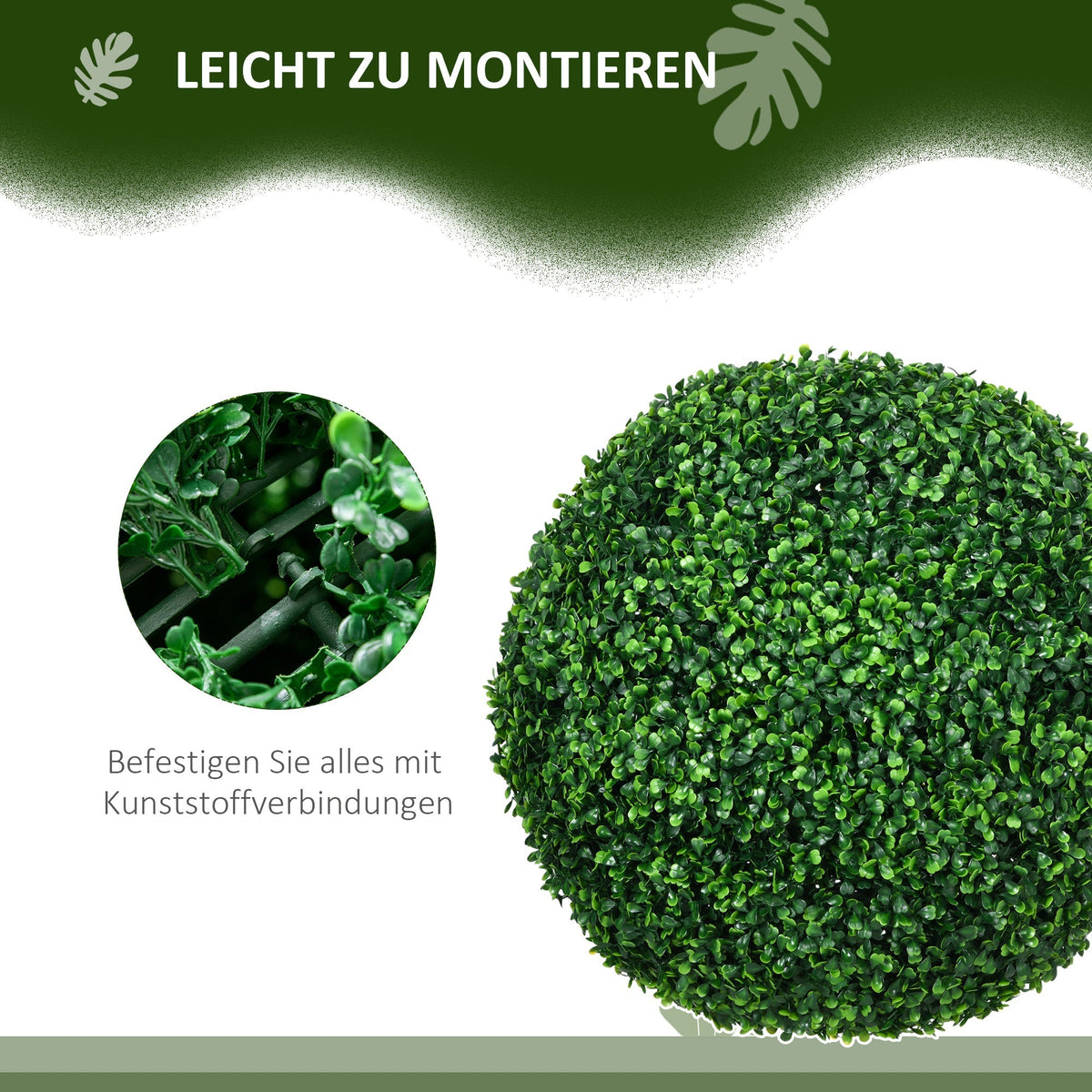 Artificial Boxwood Balls, 50 cm, Set of 2, Plastic