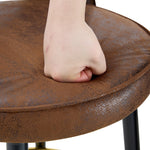 Bar Stool, 360° Swivel Padded Set of 2, Brown Technical Fabric