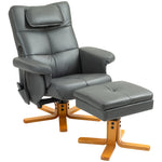 Recliner Chair with Reclining Function, Massage, Stool, Faux Leather, Dark Grey