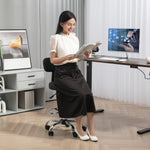 Office Chair, Ergonomic Height-Adjustable with Footrest, Faux Leather Black