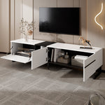 TV Stand 180cm Drop-Down Open Shelves Double Doors - White