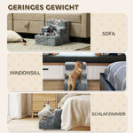 Dog Stairs 3-Step Pet Plush, Light Grey
