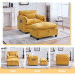 Armchair, Oversized with Footrest & Stool, Velvet