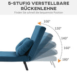 Sofa Bed Recliner Guest Bed Adjustable Backrest Velvet Blue