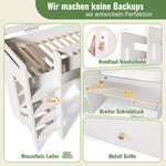 Children's Loft Bed, USB-C Desk, Wardrobe, Filing Cabinet, Stairs, Slatted Frame, Storage, 90x200