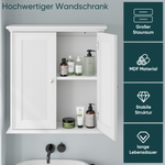 Bathroom Cabinet, Wall-Mounted with Basket Doors & Adjustable Shelves, White