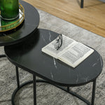 Coffee Tables, Stackable Round Oval MDF & Steel, Black