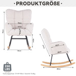 Mid Century Modern Rocking Chair with Tufted Cover, Padded Seat, White