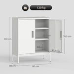 Lockable Steel Cabinet 2 Doors Adjustable Shelves - White