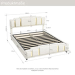 Hydraulic Double Bed 160x200cm with Headboard, Beige Velvet