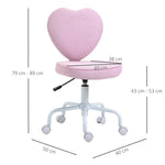 Swivel Chair Executive Computer Chair, Height Adjustable Heart-Shaped Upholstery, Pink Linen Fabric