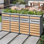 Garbage Can Enclosure with Diamond Ventilation and Four Lockable Doors, Planting Area, Steel