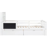 Multi-functional Children's Bed with Drawers and Chalkboard, 90x200cm, White