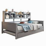 Extendable Sofa Bed 90x200cm with Storage, Grey Solid Wood