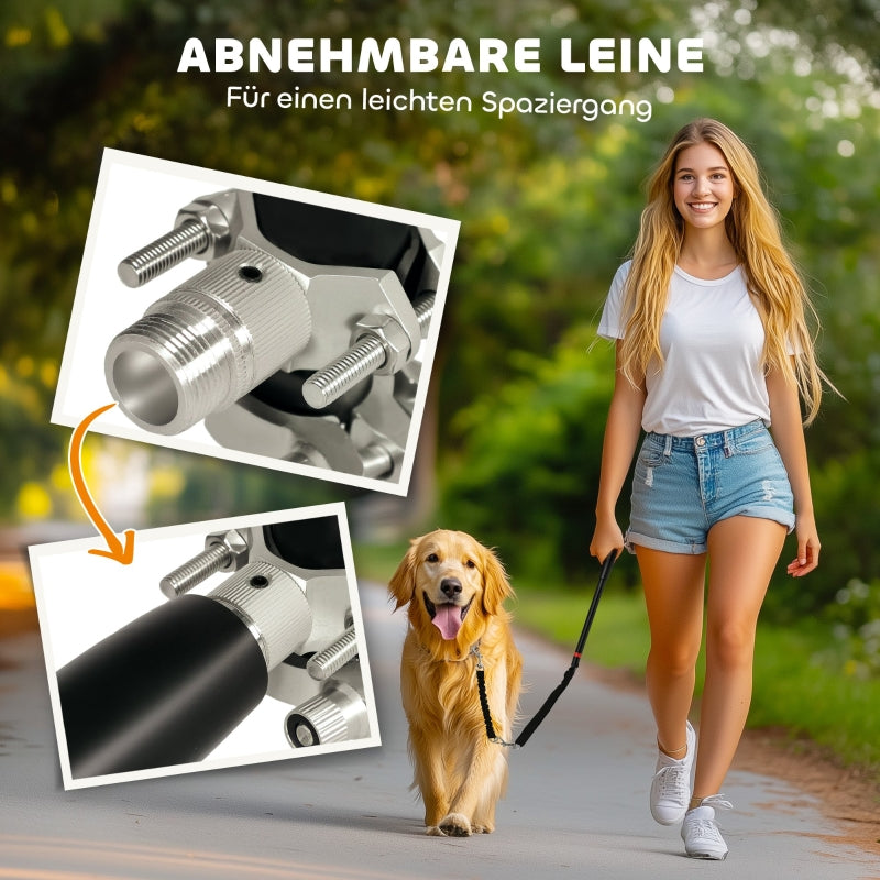 Dog Leash for Bicycles, Elastic Rope, Steel Tube, Black
