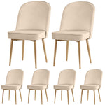 6 Dining Chairs Modern Gold Metal Legs Beige Velvet