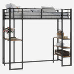 Iron Frame Bed, L-Shaped Desk, Railing & Reversible Stairs, Metal