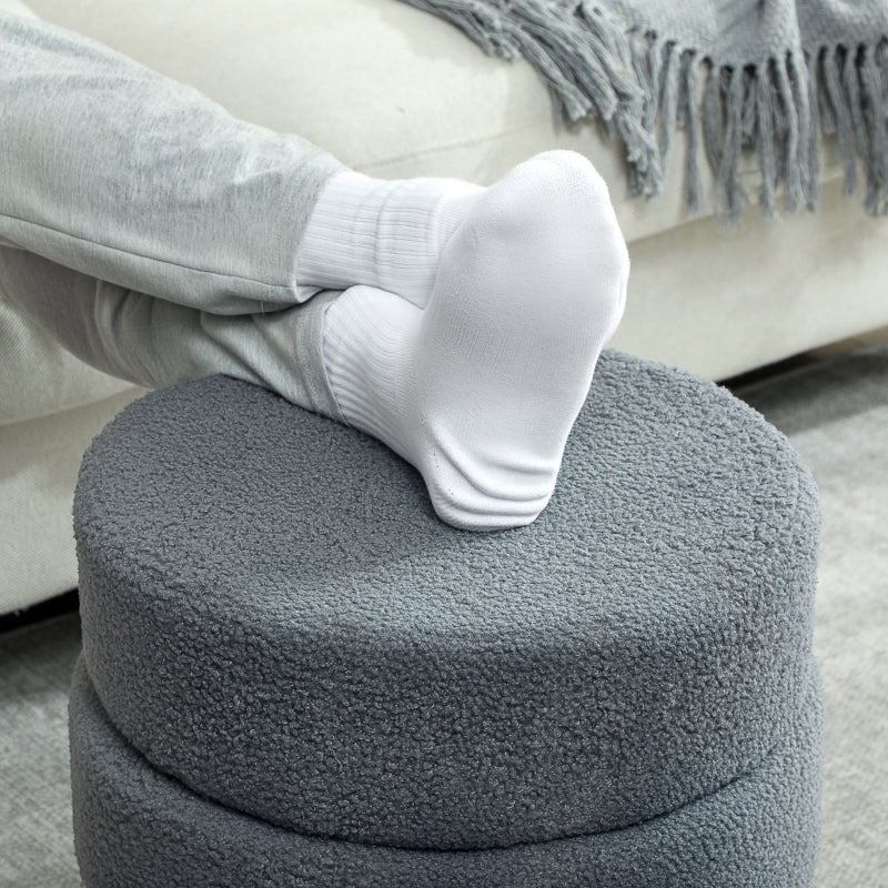 Stool, Round Teddy Fleece, 120 kg, Dark Grey