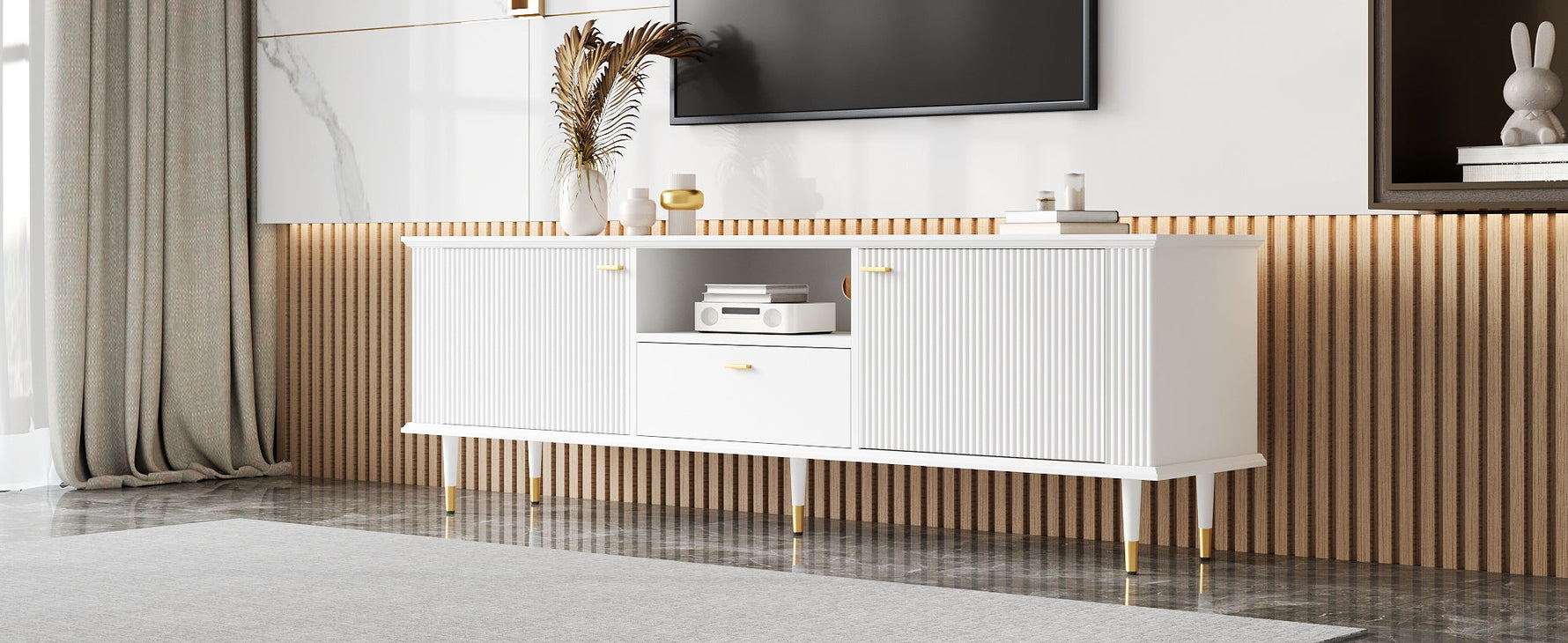 TV Stand with Storage and Cable Management