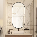 Capsule Wall Mirror 60x120 cm Modern Vanity, Black Aluminum Frame