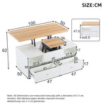 Coffee Table Adjustable Folding 4 Drawers Lift Table Movable Casters
